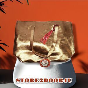 BRENTWOOD BEAUTY Sahara Sunset Bag Large Carry All Tote NWT Gold Foil Color
